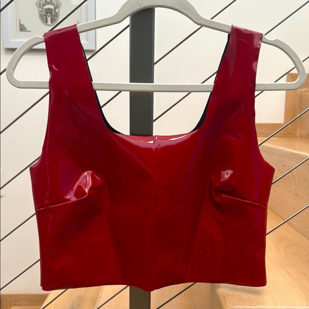 Commando Red Fitted Bustier Cropped Tank Top